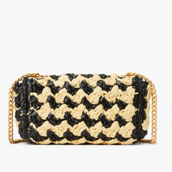 kate spade NWT $328 MSRP Evelyn Striped Crochet Raffia Small Shoulder Crossbody - Picture 6 of 8